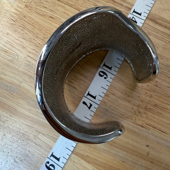 Vince Camuto Wide Silver-Tone Cuff Bracelet, Baddie, Chunky, Statement, Maximal - Picture 8 of 9